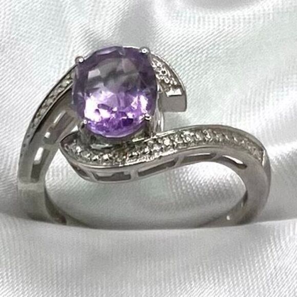APN Striking Sterling 925 Silver & Amethyst Sz 9 3/4 Ring - Picture 3 of 6